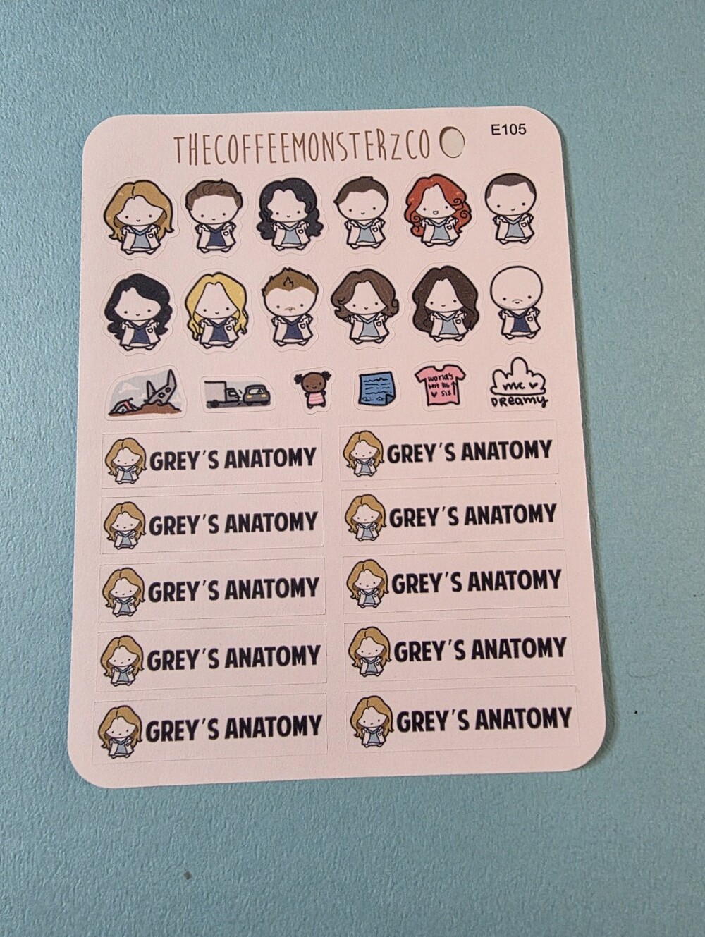 Grey's Anatomy Sticker Sheet by THECOFFEEMONSTERZCO - Multicolor